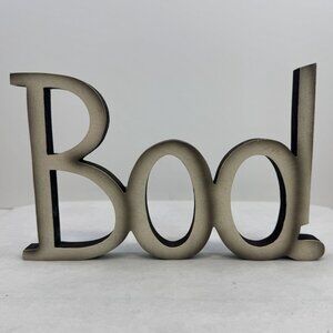 Wood "Boo" Halloween Tabletop Decor 9.75" Gray Festive Sign